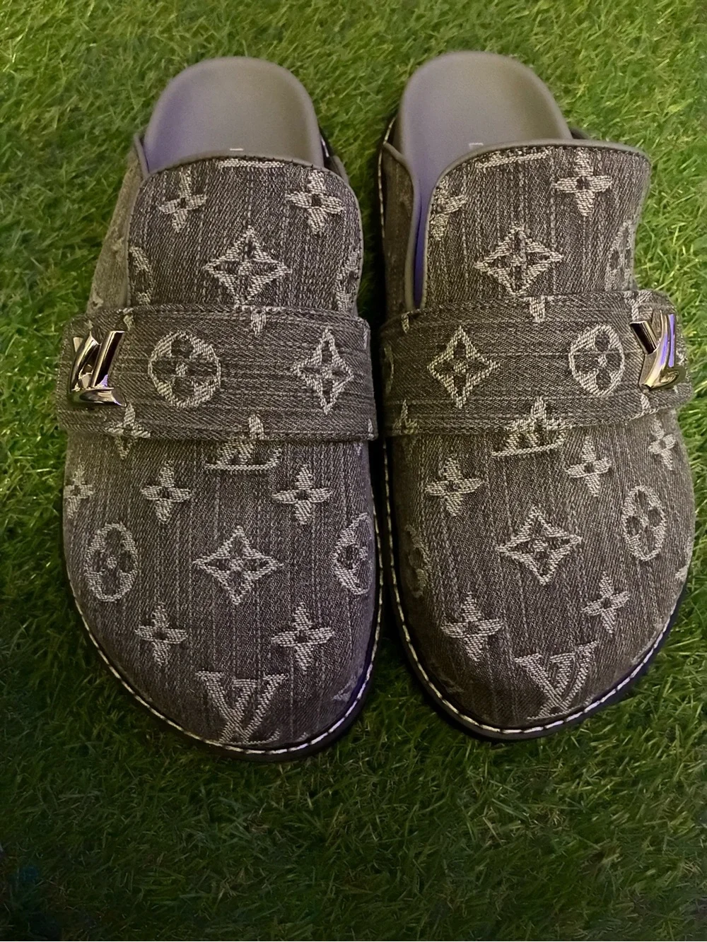 Louis Vuitton Gray Monogram Mule Clogs